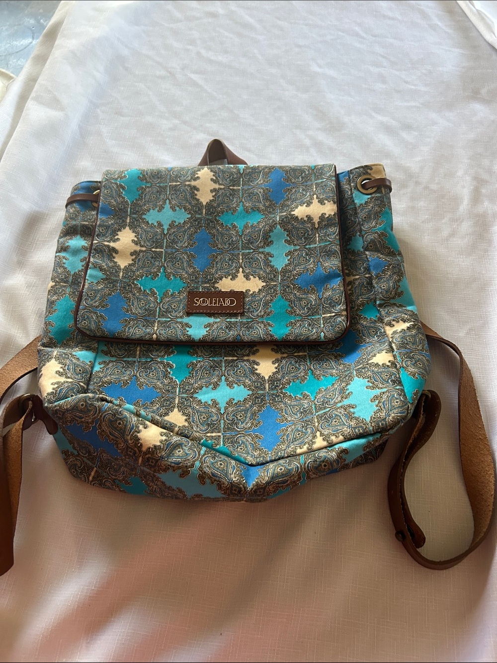Soleiad Turquoise Patterned Women's Backpack